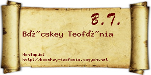 Böcskey Teofánia névjegykártya
